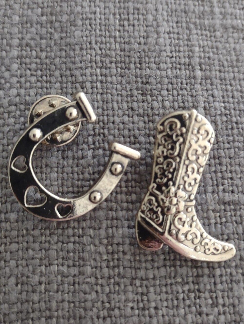 Cowboy Boot & Lucky Horseshoe Pins/ Brooches Western Rodeo Excellent!